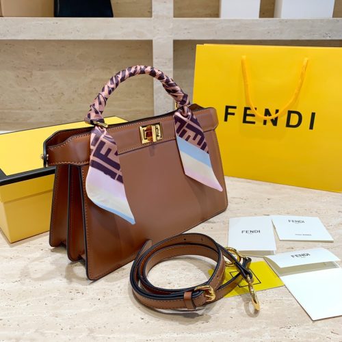 Peekaboo ISeeU Medium Brown Leather Bag