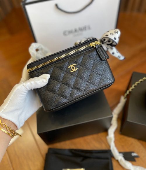 Chanel Quilted Mini Vanity Rectangular Black Caviar