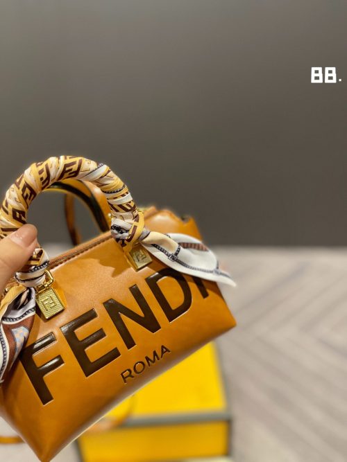 FENDI ROMA BY THE WAY BROWN MONOGRAM SLING BAG