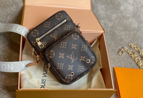 LOUIS VUITTON Louis Vuitton Brown Canvas Monogram Utility Phone Sleeve Bag