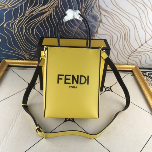 Fendi Men Fendi Pack Small Shopping Bag Yellow Leather Bag