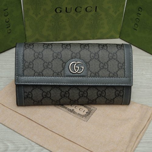 GUCCI Card Case 732025 PVC coated canvas Gray Used Women