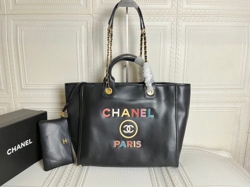 Chanel Deauville Black Leather