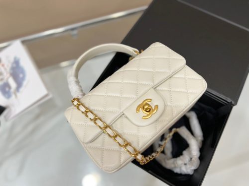 Chanel Mini Flap Bag With Top Handle White