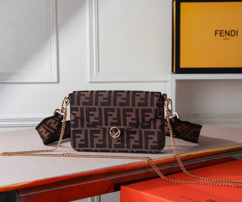 FENDI  Vitello King Plexiglass Moonlight Shoulder Bag Avocado