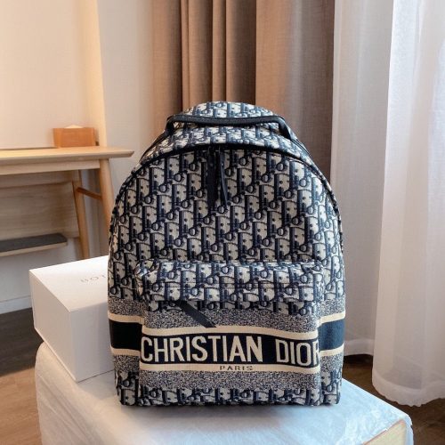 Travel Backpack Blue Dior Oblique Jacquard