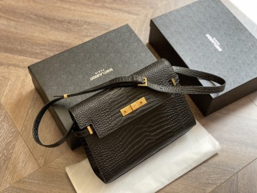 Genuine Leather Flap Shoulder Bags Black
