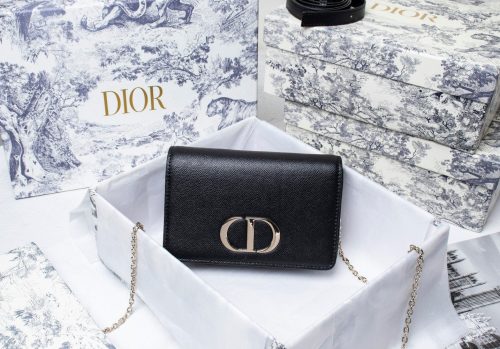 CHRISTIAN DIOR  Calfskin 30 Montaigne 2 in 1 Pouch Black
