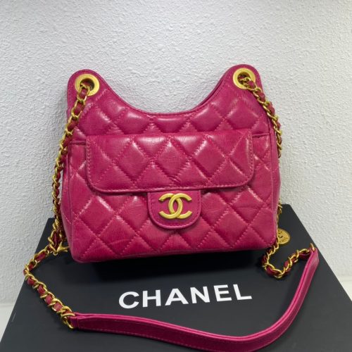 Chanel Wavy CC Hobo Quilted Velvet Small