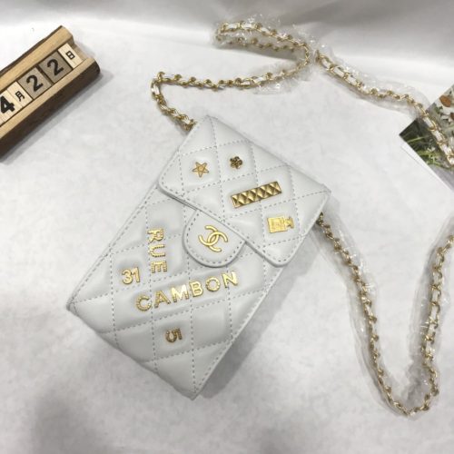 Chanel Leather Pearl Crush Phone Holder Crossbody Bag