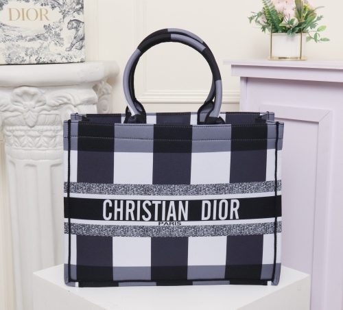 Dior Book Tote Off White Black In Embroidered Canvas  Sign in