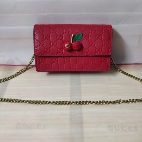 GUCCI  Guccissima Mini Cherry Chain Bag Hibiscus