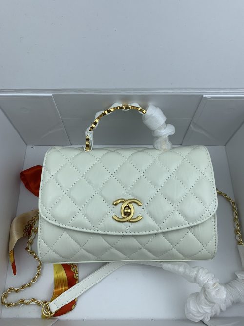Chanel Mini Flap Bag With Top Handle White