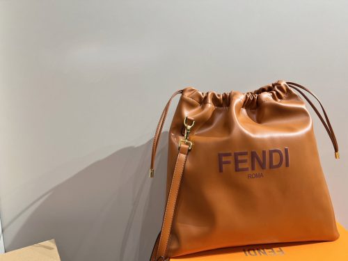 FENDI Small Sack Drawstring Shoulder Bag In Brown