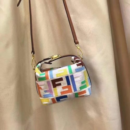 Baguette Canvas bag with multicolour FF embroidery