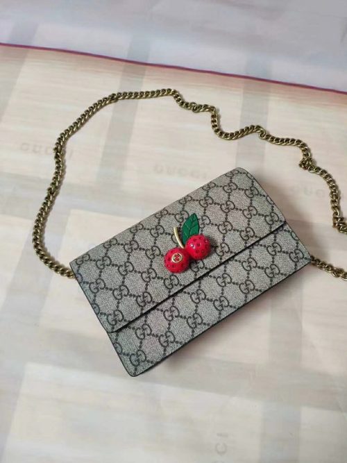 GUCCI  Guccissima Mini Cherry Chain Bag Hibiscus