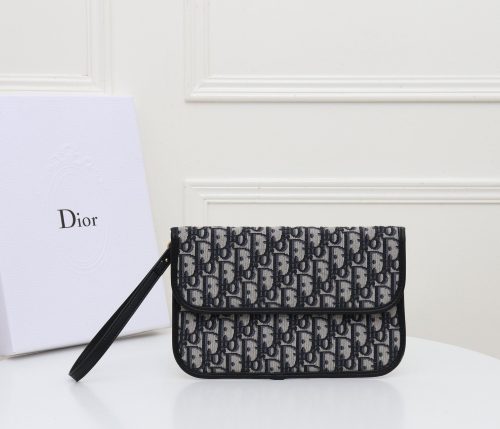 Dior Oblique Saddle Long Wallet on Chain in Multicolor Canvas Multiple colors