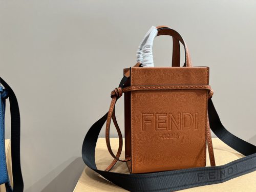 Fendi Brown Go To Shopper Mini Bag In Calf Leather Man