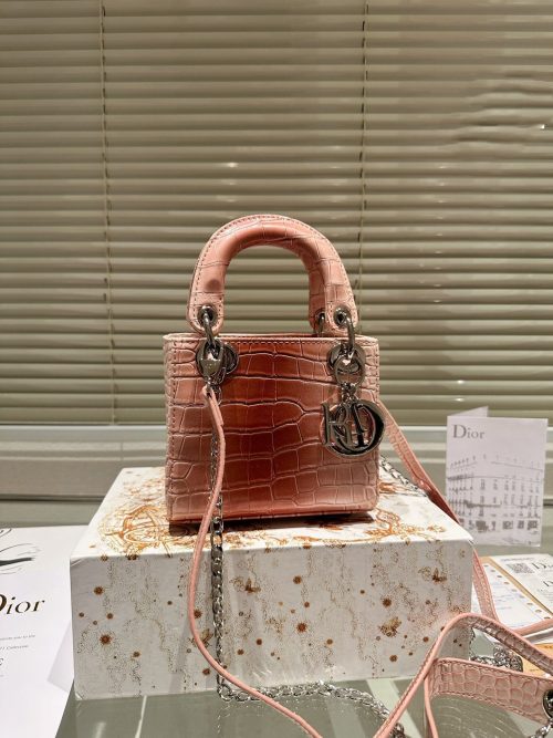 Dior Crocodile Bag Medium Decorated with Stone Logo