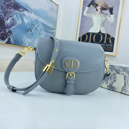 Christian Dior Bobby Leather Shoulder Bag Gr ay