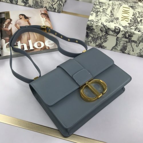 DIOR 30 Montaigne Micro Bag Blue-gray Box Calfskin Wom