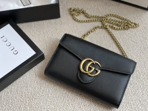 GG MARMONT CHAIN WALLET LEATHER CROSSBODY BAG