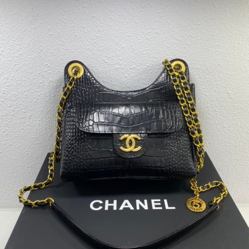 Chanel Wavy CC Hobo Quilted Velvet Small