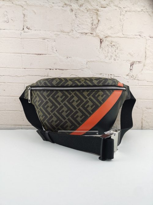 Zip Belt Bag Zucca Coated Canvas And Leather