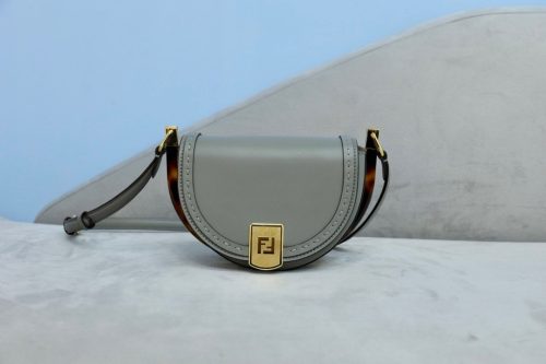 Fendi Women Moonlight Hand-Stitched Leather Satchel Bag-Silver