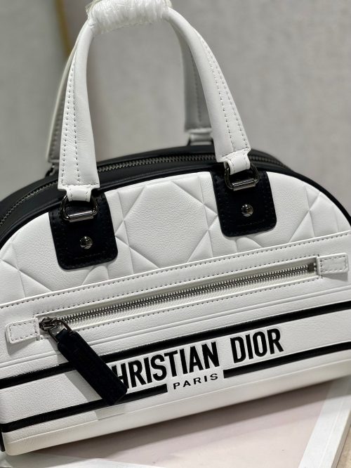 Dior Vibe Zip Bowling Bag Small White And Blue