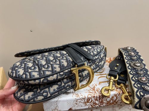 Mini Dior Saddle Oblique Jacquard Bag Blue
