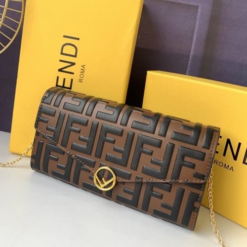 Fendi Continental with Chain - Black - Wallets