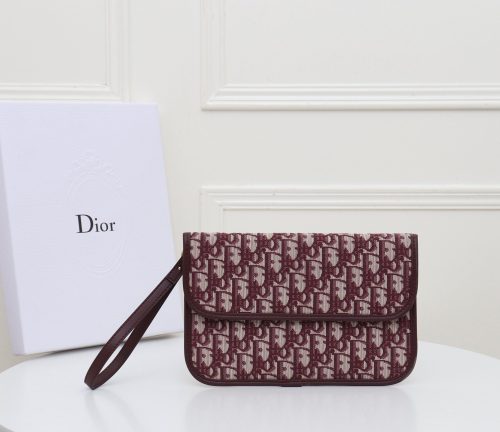 Dior Oblique Saddle Long Wallet on Chain in Multicolor Canvas Multiple colors