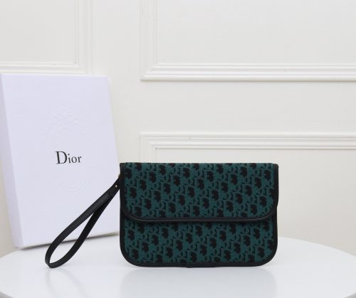 Dior Oblique Saddle Long Wallet on Chain in Multicolor Canvas Multiple colors