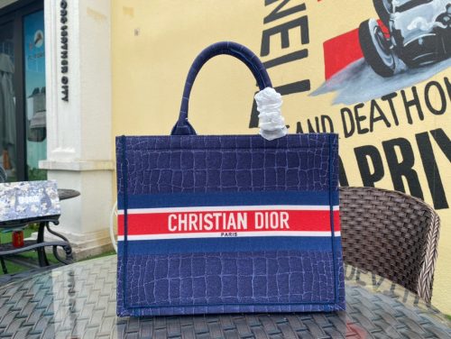 Dior Book Tote Crocodile Blue