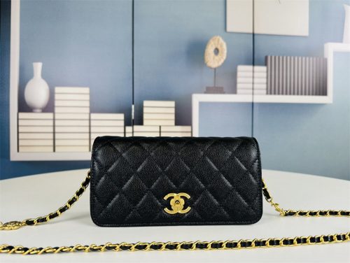 CHANEL Matelasse Classic Flap Bag  Black Mini