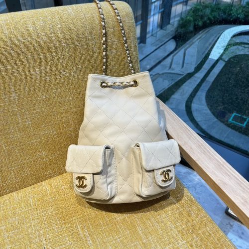 Chanel Small Backpack Grained Shiny Calfskin & Gold 'Black'