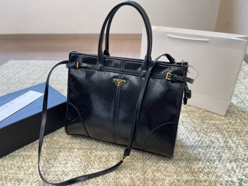 Prada Women Large Leather Handbag-Black