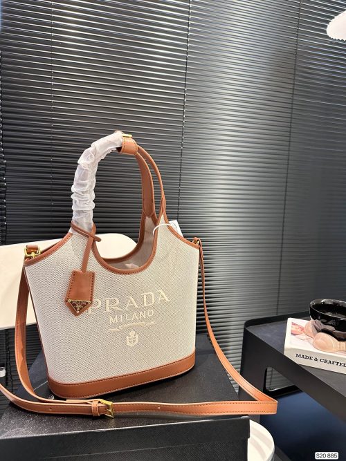 Prada Logo Printed Medium Top Handle Bag