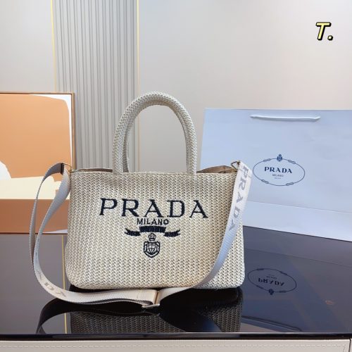 PRADA DESIGNER LARGE RAFFIA STRAW TOTE