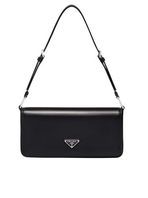 PRADA BRUSHED LEATHER PRADA FEMME BAG BLACK 22CM 1BD323 ZO6 F0002 V HOO