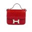 HERMÈS MINI CONSTANCE 19 SHINY ALLIGATOR PALLADIUM HARDWARE RED 19CM