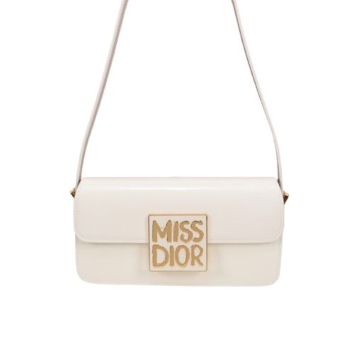 DIOR MISS DIOR FLAP BAG PATENT CALFSKIN WHITE 22CM