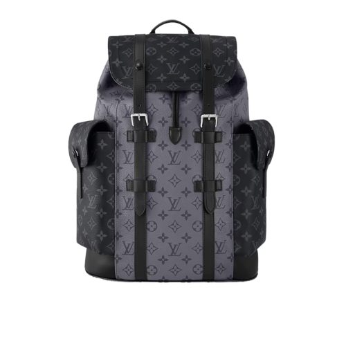 LOUIS VUITTON CHRISTOPHER MM MONOGRAM ECLIPSE BLACK AND GREY 33CM M45419