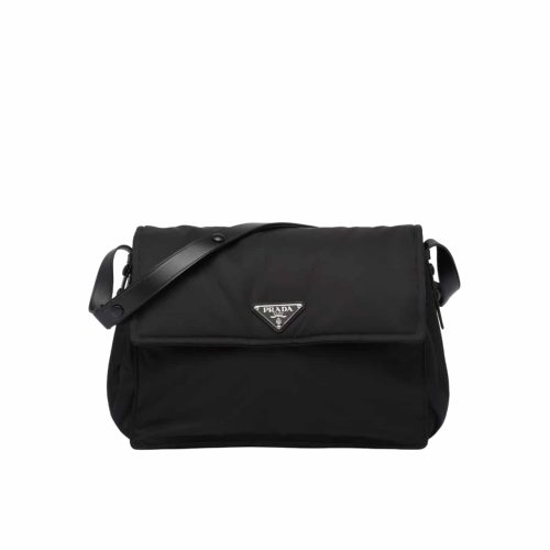 PRADA RE NYLON LARGE PADDED SHOULDER BAG BLACK 38CM 1BD256 RDLN F0002 V OOO