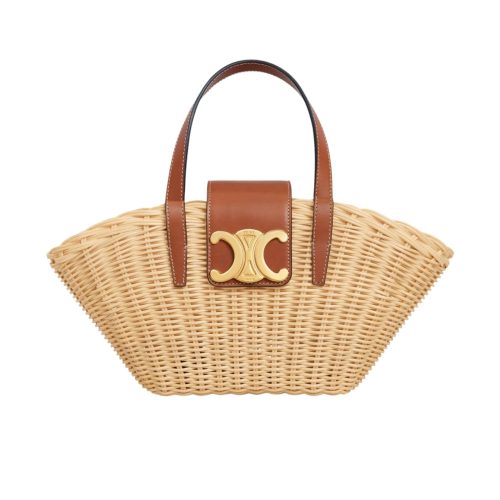 CELINE TEEN COUFFIN IN WICKER AND LEATHER TAN 15CM 116572FWE 02NT