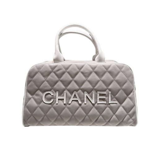 CHANEL BOWLING BAG QUILTED CANVAS  BLACK 35CM