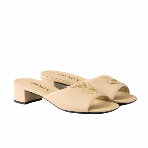 PRADA PADDED NAPPA LEATHER SANDALS BEIGE 1XX711 2DL8 F0036 F A035