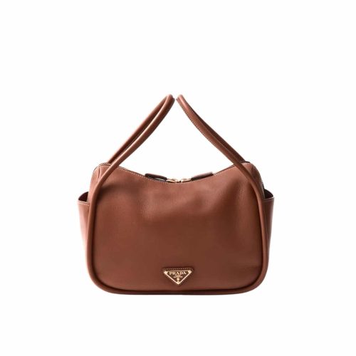 PRADA DARLING LEATHER HANDBAG BROWN 25CM