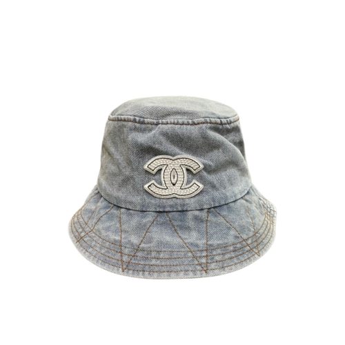 CHANEL CC DENIM BUCKET HAT BLUE